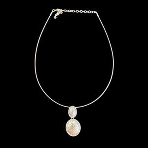 Napier Silver Necklace Wire Choker Adjustable Clasp Engraved Classic Casual